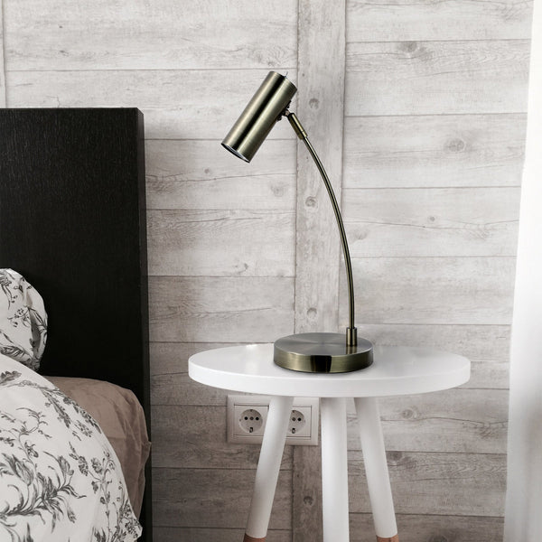 Sarla Polished Metal Desk Side Bedside End Coffee Table Lamp Light Antique Brass