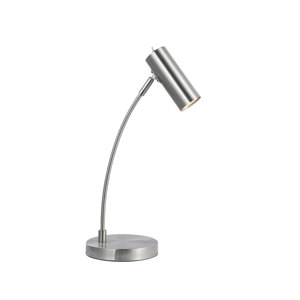 Sarla Polished Metal Desk Side Bedside End Coffee Table Lamp Light Satin Chrome