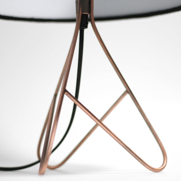 Belira Bedside Coffee Side Table Lamp Light Copper Base Black Drum Shade
