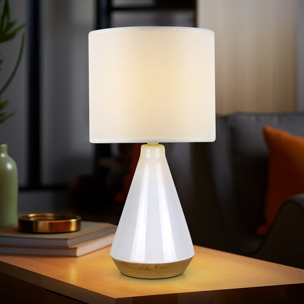 Lux Tapered Ceramic Table Side Lamp Light White
