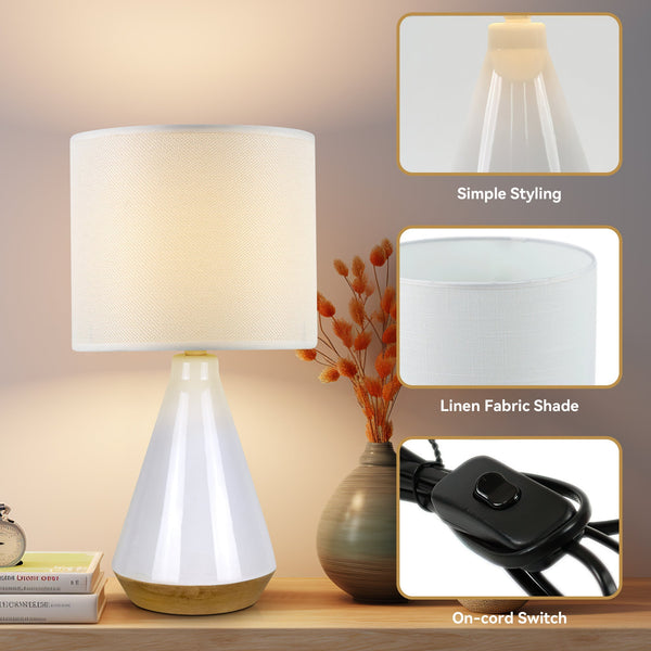 Lux Tapered Ceramic Table Side Lamp Light White