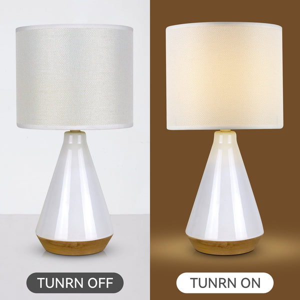 Lux Tapered Ceramic Table Side Lamp Light White