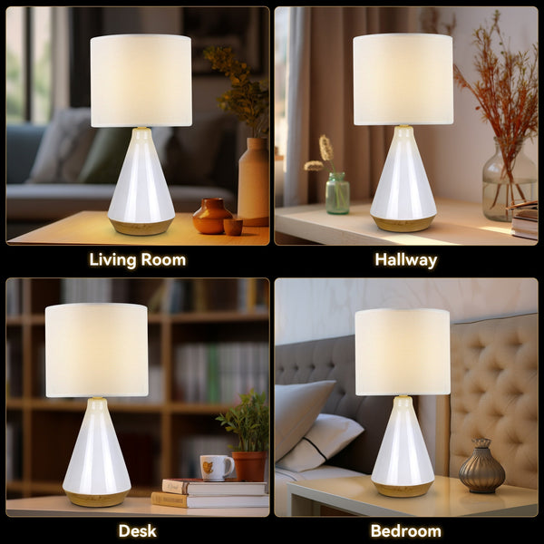Lux Tapered Ceramic Table Side Lamp Light White