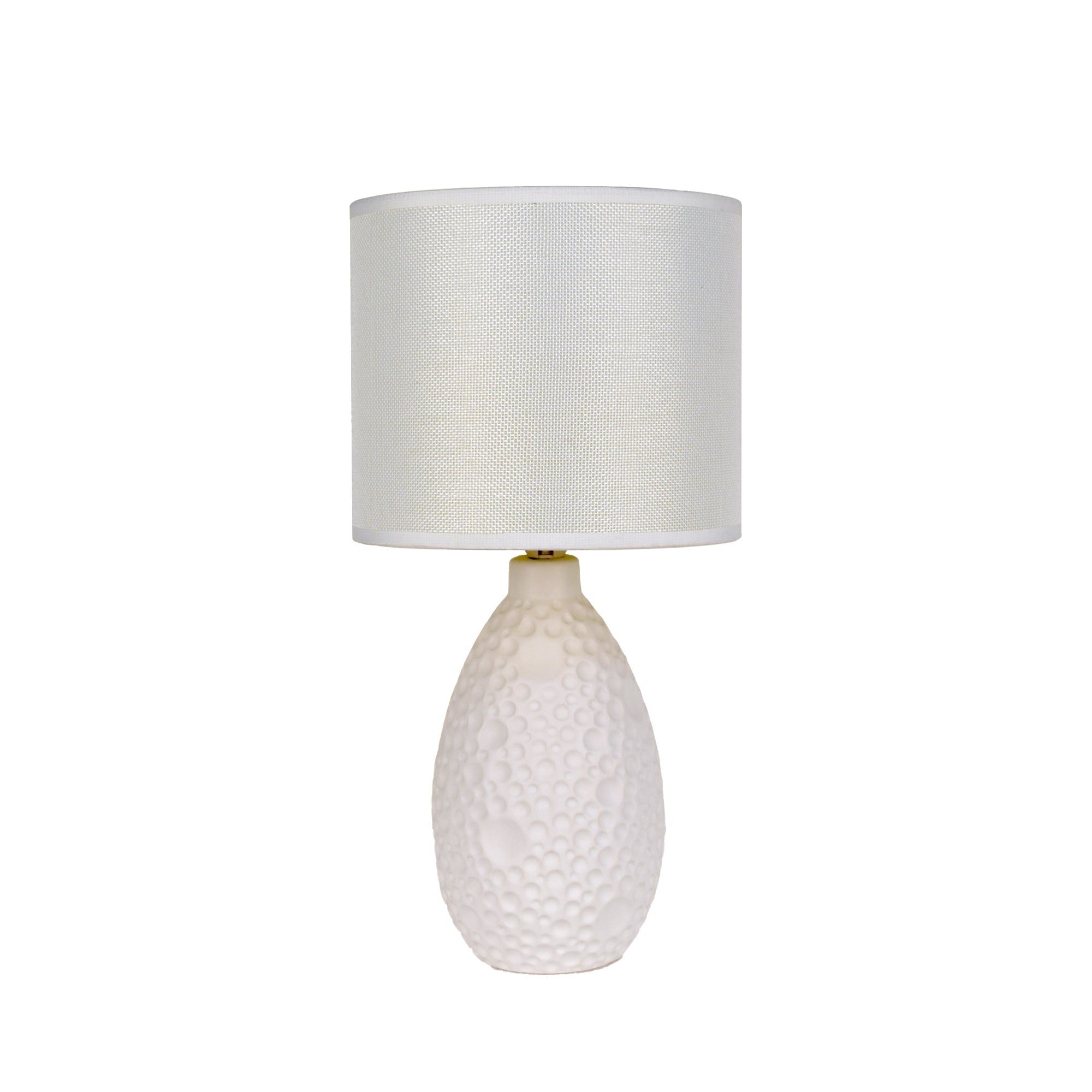 Hass Ceramic Textured Bubble Table Side Lamp Light Linen Shade White