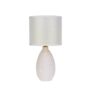 Hass Ceramic Textured Bubble Table Side Lamp Light Linen Shade White