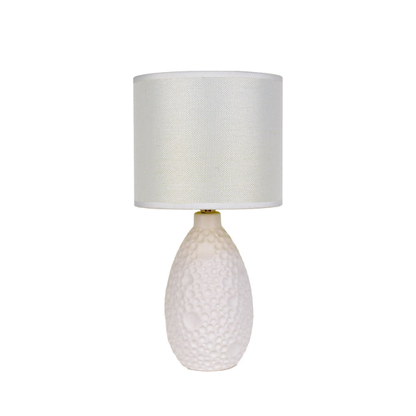 Hass Ceramic Textured Bubble Table Side Lamp Light Linen Shade White