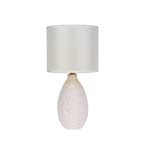 Hass Ceramic Textured Bubble Table Side Lamp Light Linen Shade White