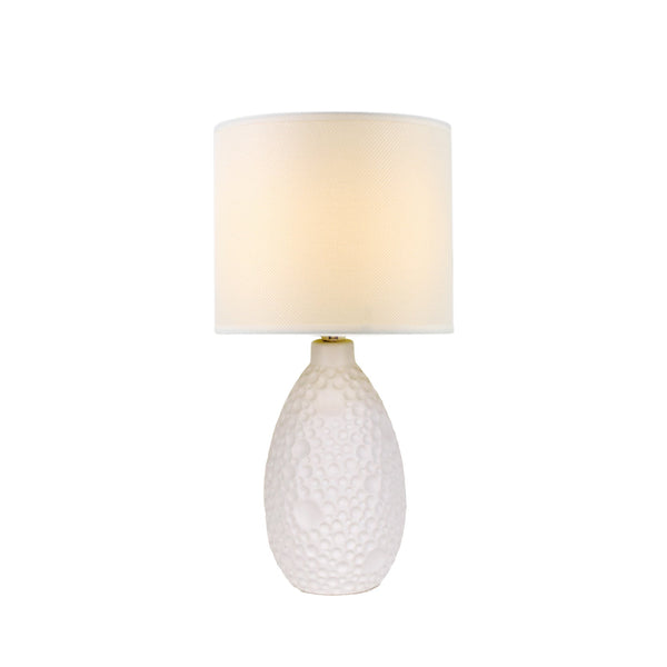 Hass Ceramic Textured Bubble Table Side Lamp Light Linen Shade White