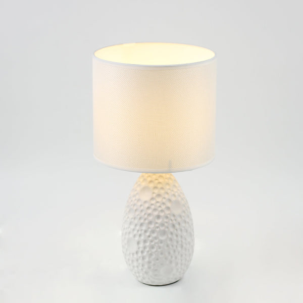 Hass Ceramic Textured Bubble Table Side Lamp Light Linen Shade White
