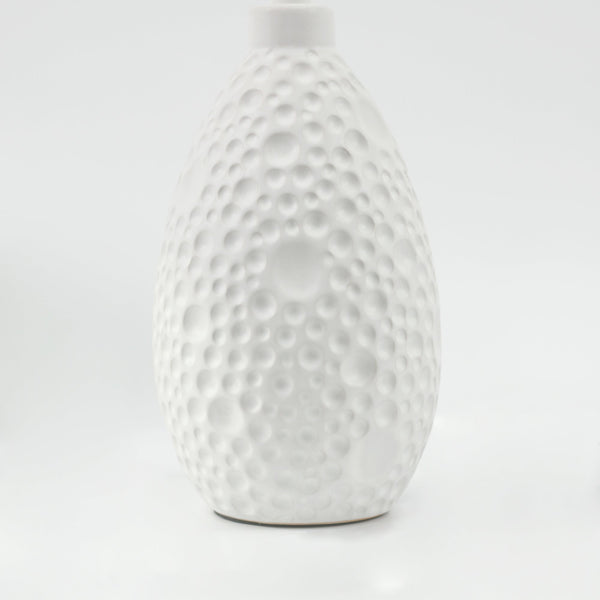 Hass Ceramic Textured Bubble Table Side Lamp Light Linen Shade White