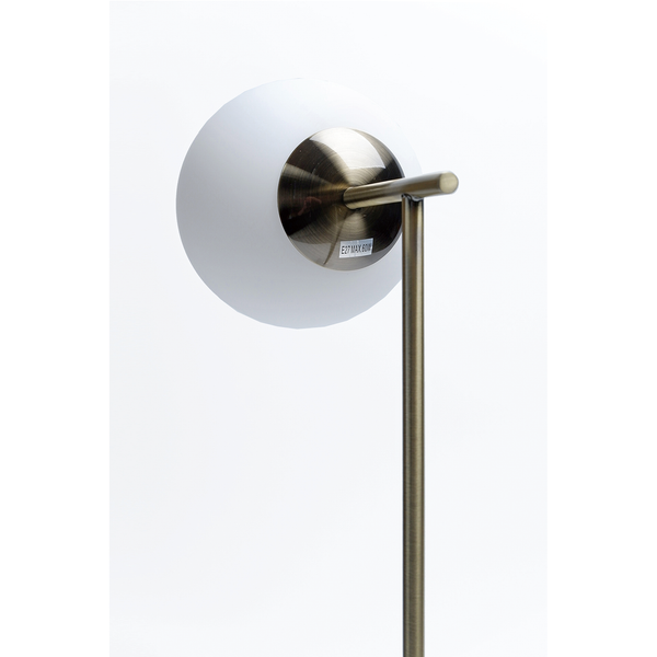 Helium Floor Lamp Light Marble Base Gold Metal Stand Glass Shade White