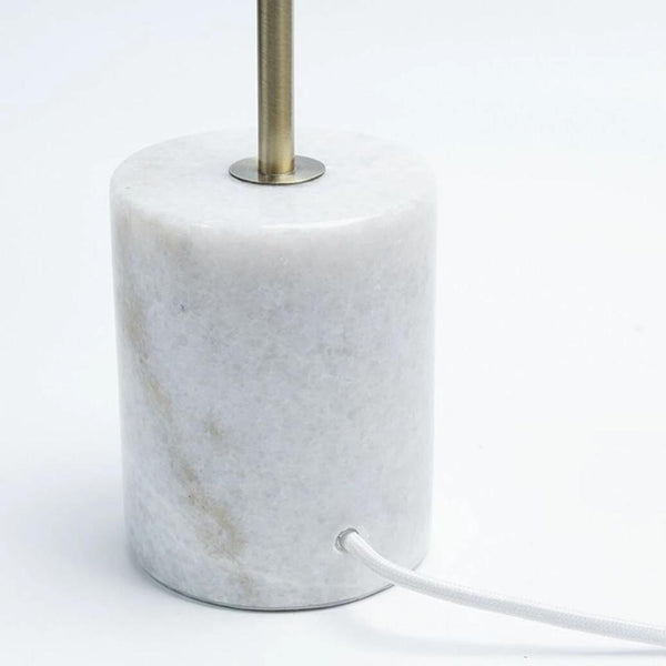 Helium Floor Lamp Light Marble Base Gold Metal Stand Glass Shade White