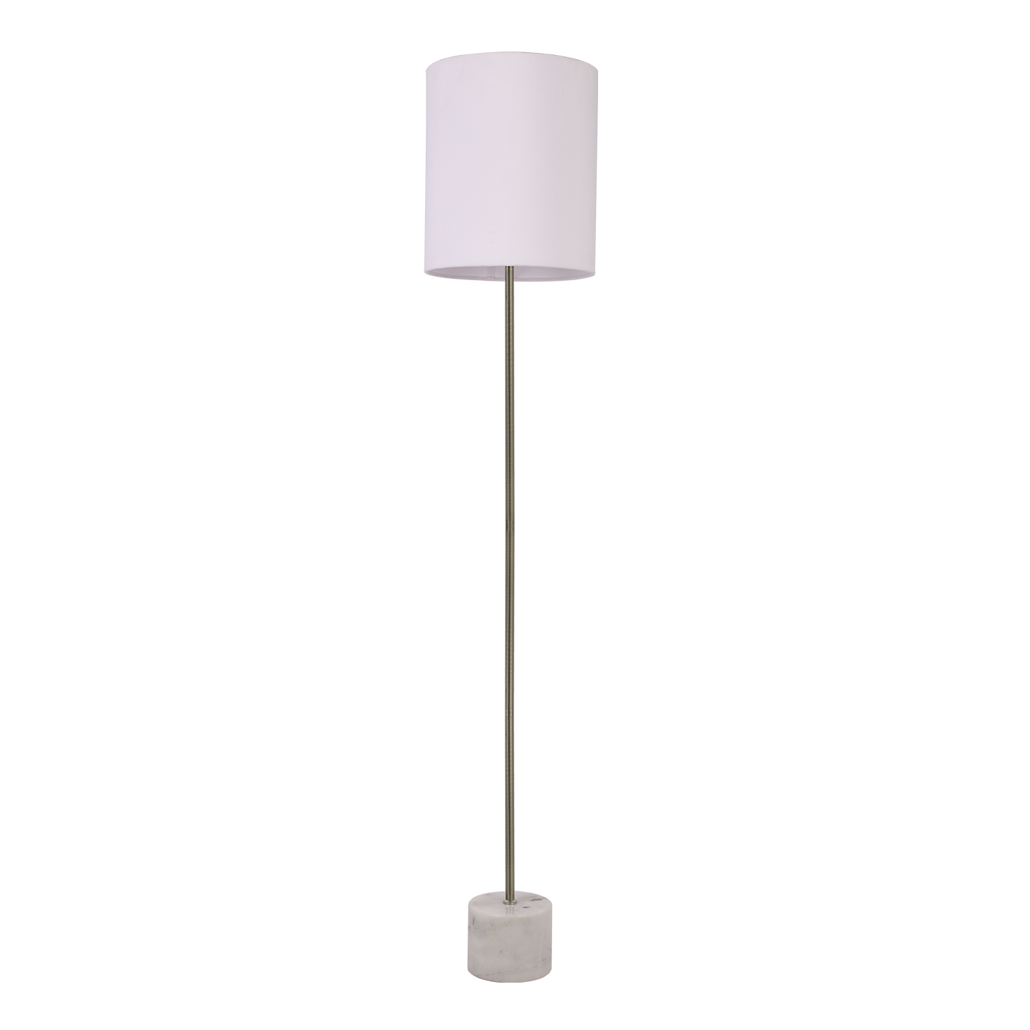 Wigwam Floor Lamp Light Marble Base Brass Stand Drum Shade White