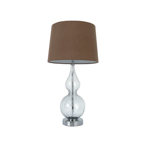 Evaine Blown Glass Table Side Lamp Light Metal Base Brown Shade