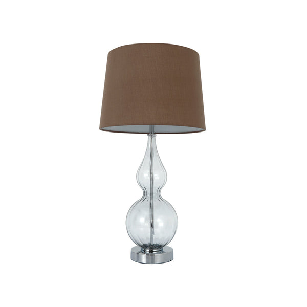 Evaine Blown Glass Table Side Lamp Light Metal Base Brown Shade