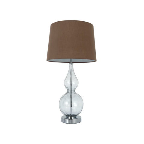Evaine Blown Glass Table Side Lamp Light Metal Base Brown Shade