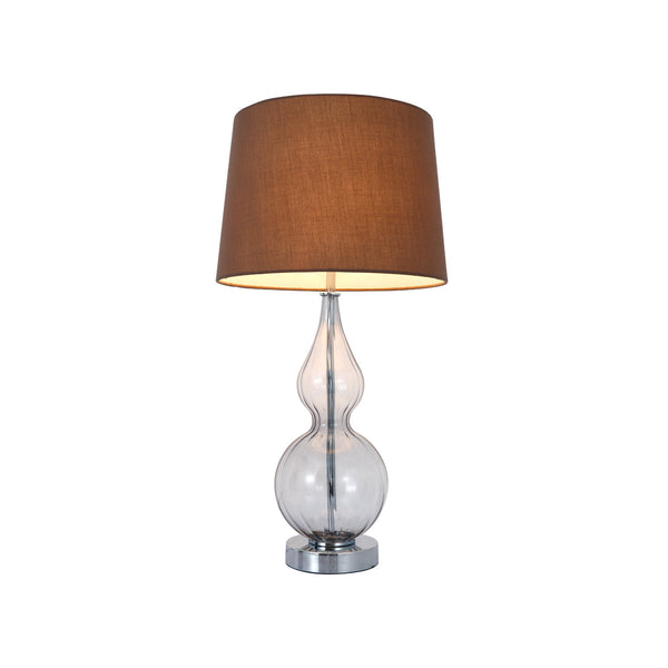 Evaine Blown Glass Table Side Lamp Light Metal Base Brown Shade
