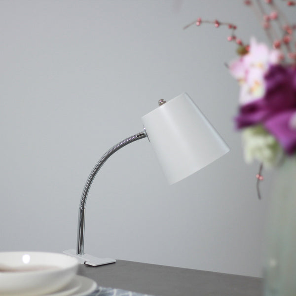 Ellie Adjustable Bedside Desk Table Clip Lamp Light White Cone Shade