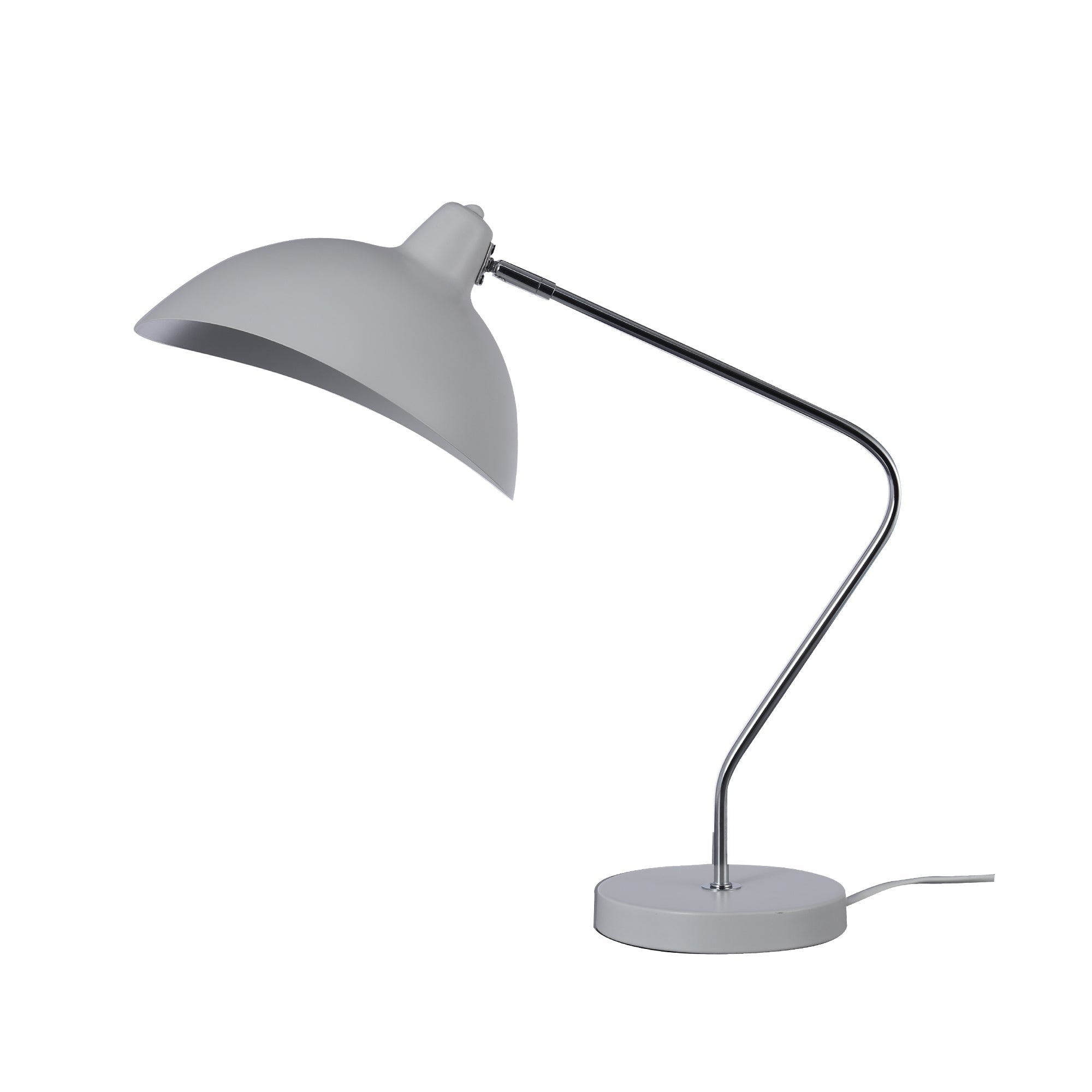 Abby Bedside Desk Office Table Lamp Light Metal Stand Bowl Shade White