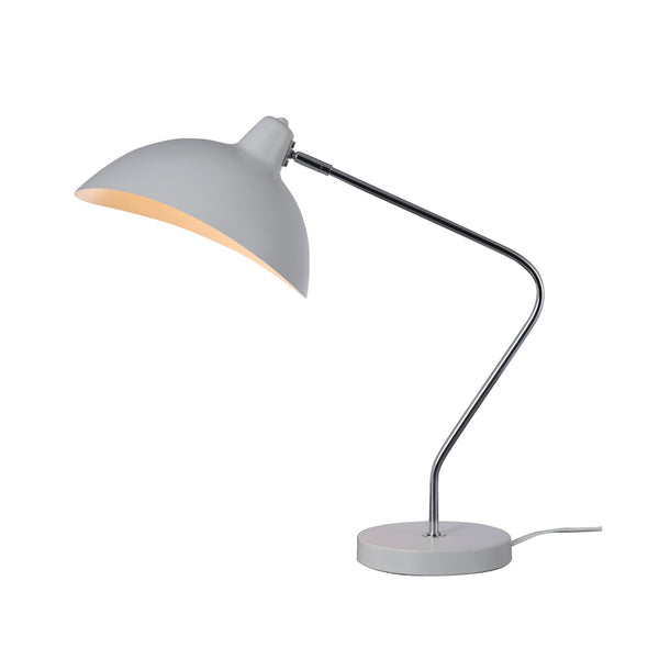 Abby Bedside Desk Office Table Lamp Light Metal Stand Bowl Shade White