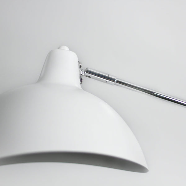 Abby Bedside Desk Office Table Lamp Light Metal Stand Bowl Shade White