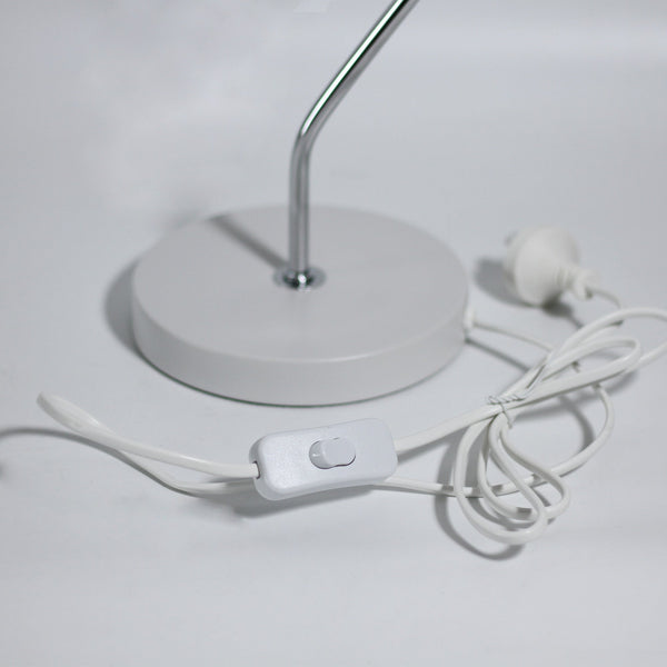 Abby Bedside Desk Office Table Lamp Light Metal Stand Bowl Shade White