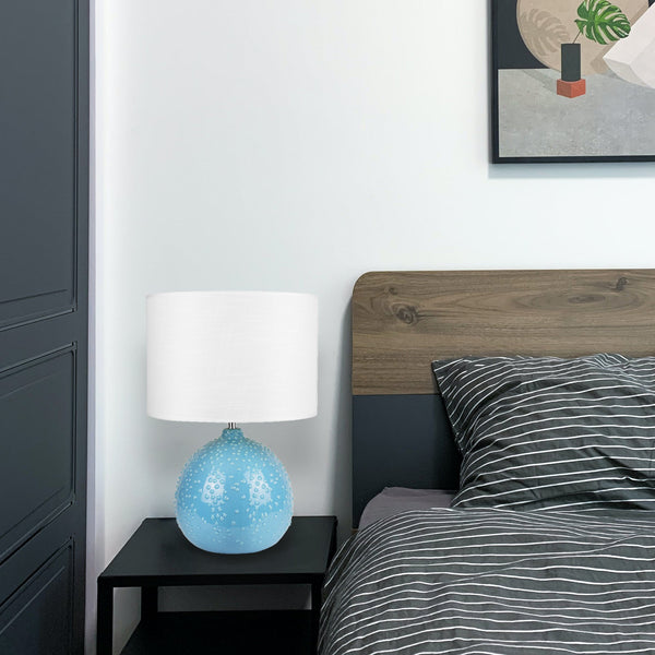 Boden Ceramic Bubble Side End Coffee Table Lamp Light Blue
