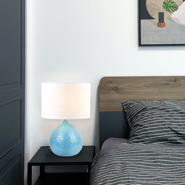 Boden Ceramic Bubble Side End Coffee Table Lamp Light Blue