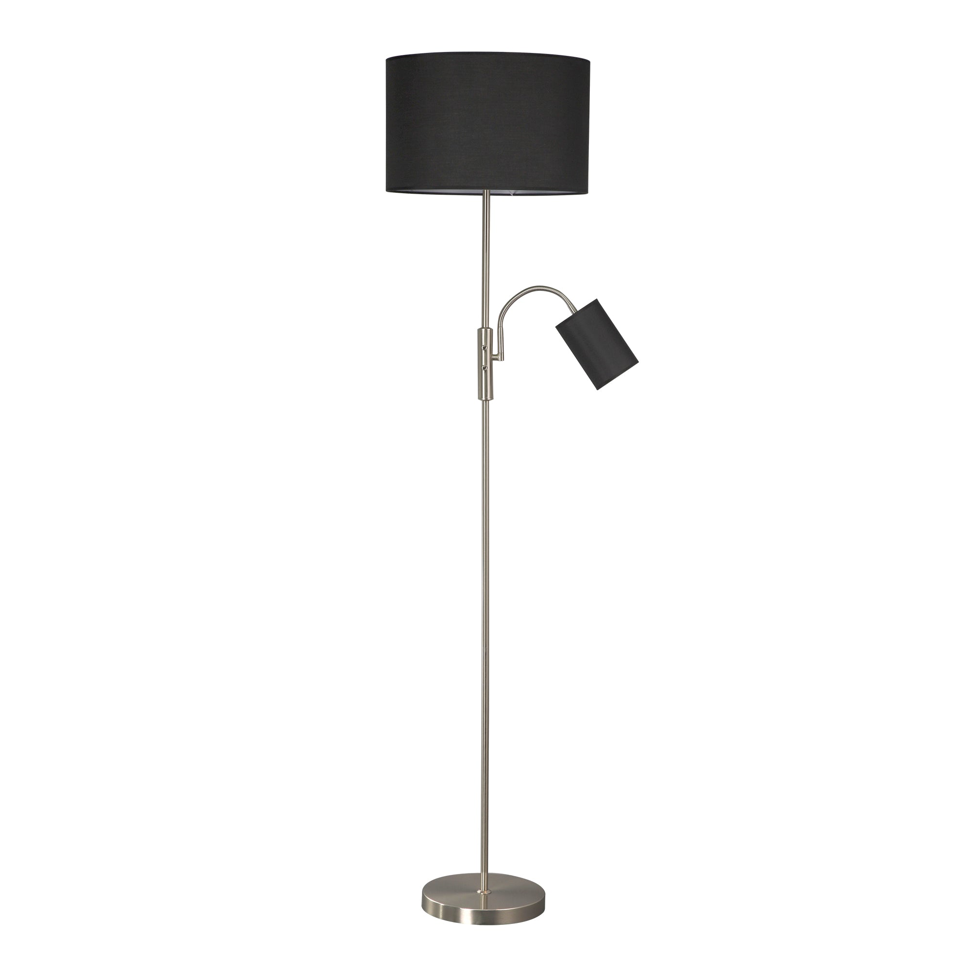 Cylinya Mother Child Floor Lamp Light Chrome Base Drum Shade Black