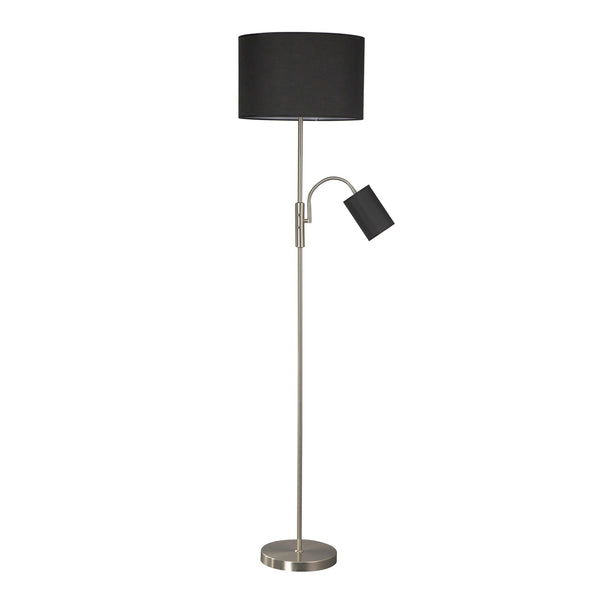 Cylinya Mother Child Floor Lamp Light Chrome Base Drum Shade Black