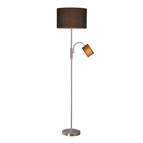 Cylinya Mother Child Floor Lamp Light Chrome Base Drum Shade Black