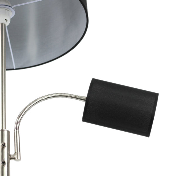 Cylinya Mother Child Floor Lamp Light Chrome Base Drum Shade Black