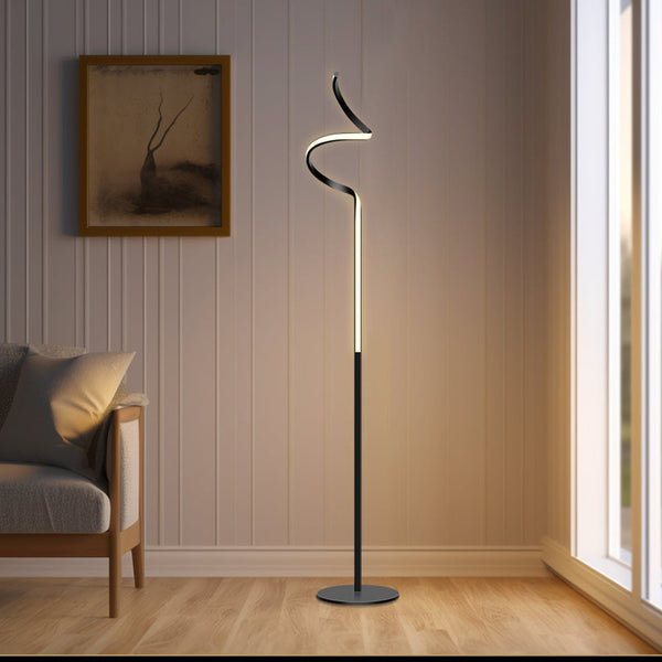 Chipper Swiral LED Strip Floor Lamp Light Black