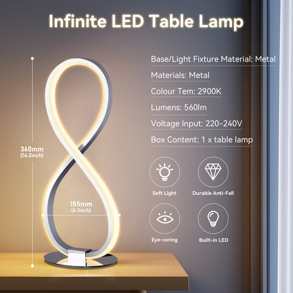Infinite Loop LED Strip Table Lamp Light Chrome