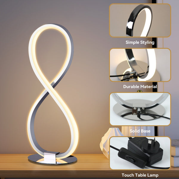 Infinite Loop LED Strip Table Lamp Light Chrome