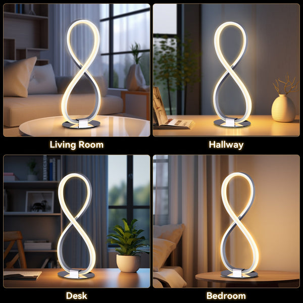 Infinite Loop LED Strip Table Lamp Light Chrome