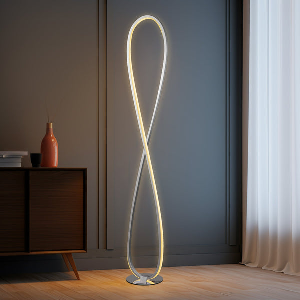 Infinite Loop LED Strip Floor Lamp Light Chrome