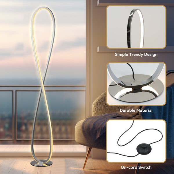 Infinite Loop LED Strip Floor Lamp Light Chrome