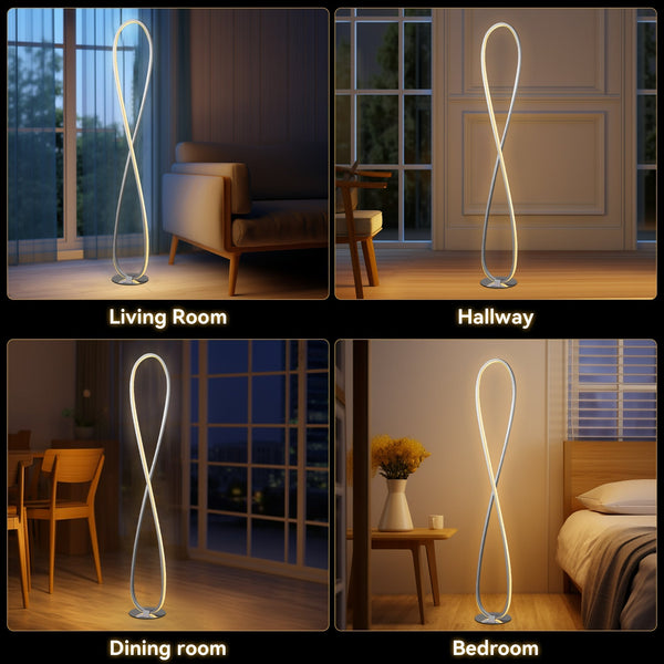 Infinite Loop LED Strip Floor Lamp Light Chrome