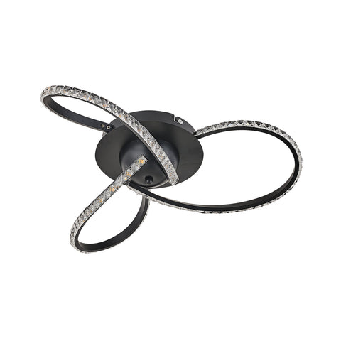 Irie Dimmable LED Ceiling Light 3 Strand Crystal Metal Black
