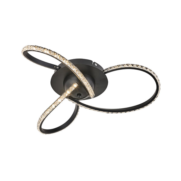 Irie Dimmable LED Ceiling Light 3 Strand Crystal Metal Black