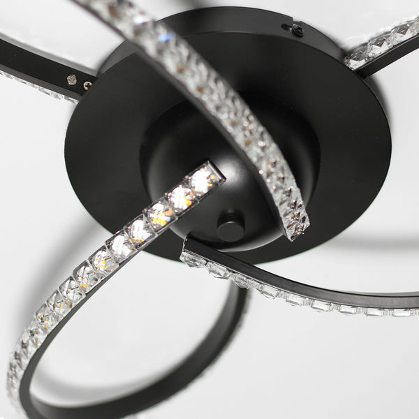 Irie Dimmable LED Ceiling Light 3 Strand Crystal Metal Black