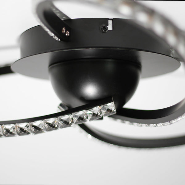 Irie Dimmable LED Ceiling Light 3 Strand Crystal Metal Black