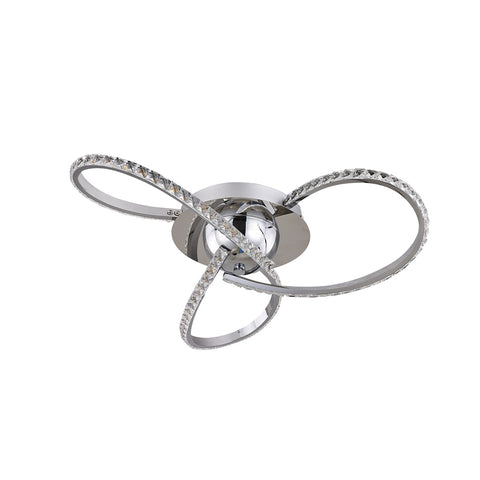 Irie Dimmable LED Ceiling Light 3 Strand Crystal Metal Chrome