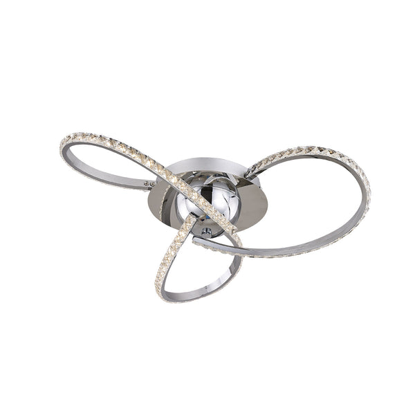 Irie Dimmable LED Ceiling Light 3 Strand Crystal Metal Chrome