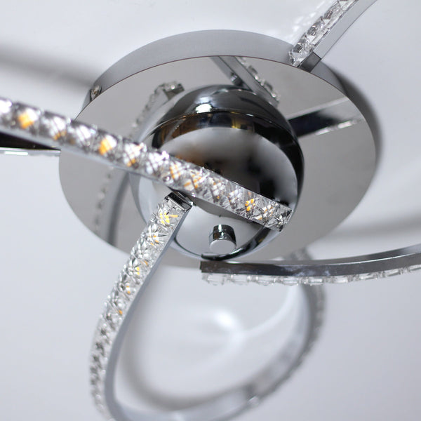 Irie Dimmable LED Ceiling Light 3 Strand Crystal Metal Chrome