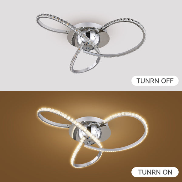 Irie Dimmable LED Ceiling Light 3 Strand Crystal Metal Chrome