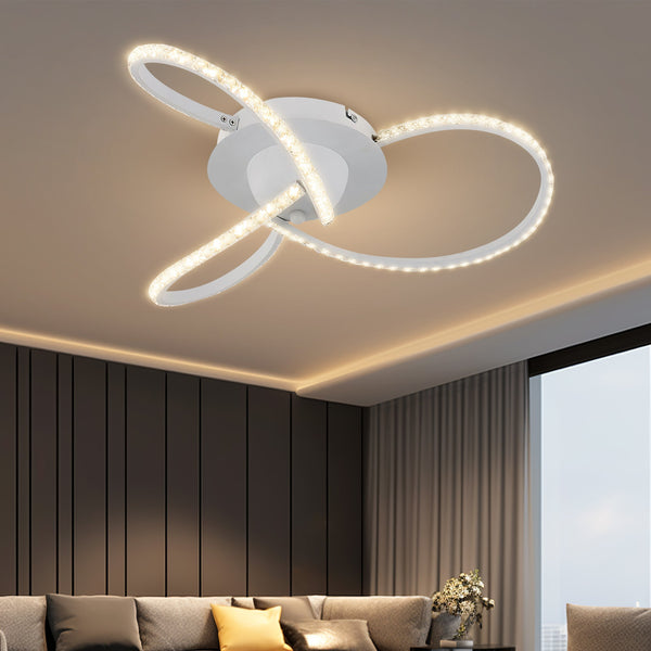 Irie Dimmable LED Ceiling Light 3 Strand Crystal Metal White