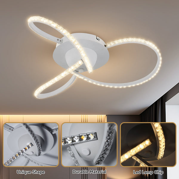 Irie Dimmable LED Ceiling Light 3 Strand Crystal Metal White