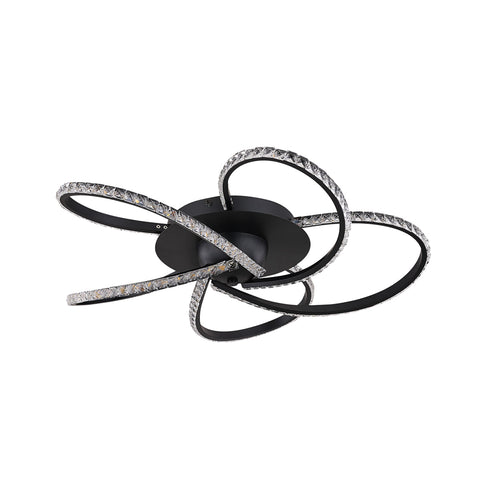 Irie Dimmable LED Ceiling Light 5 Strand Crystal Metal Black